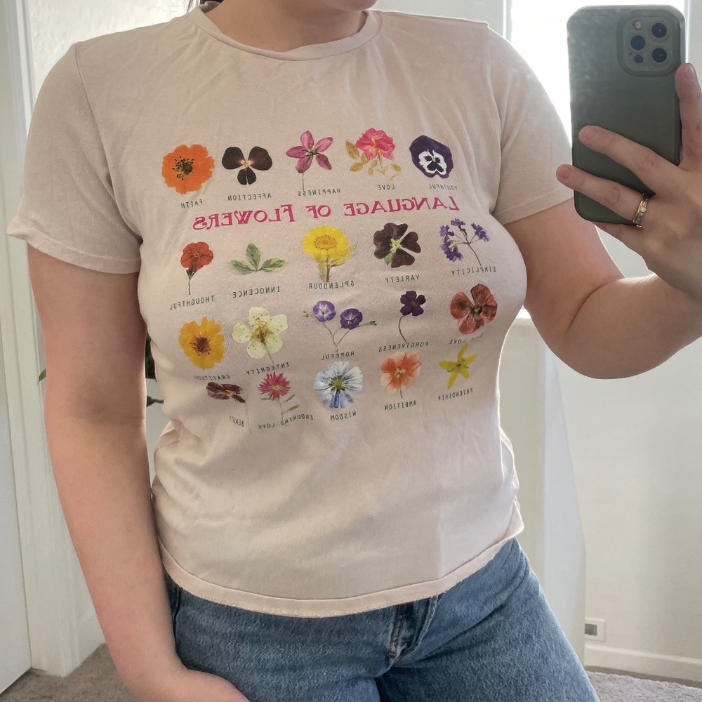 Language Of Flowers Graphic Hipster Hippie Artsy Chic Boho Bohemian TShirt Top